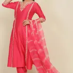 Buy Aastha Jain Dori Embroidered Kurta Set For Women Available online at ScrollnShops Pink / XXL