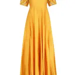 Aastha Jain Yellow And Gold Floral Gota Patti Embroidered Anarkali Set for Women at Lovel