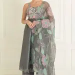 Buy Aastha Jain Floral Embroidered Anarkali Set For Women Available online at ScrollnShops Grey / 6XL