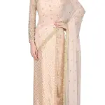 Aastha Jain Peach Net Sequin Embroidered Saree Set for Women at Lovel