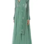 Eesha Mahajan - Women Green Georgette V Neck Embroidered Kurta Set| Kanika's| Sangeet,Wedding