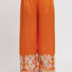 Bhumika Vaid - Women Orange Kurta And Palazzo - Tussar Embroidered Floral Amaya Set| Kanika's| Puja