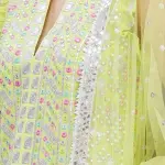 Bhumika Vaid - Women Green Kurta And Sharara Cotton Silk Dupatta Net Embroidery V Neck Set| Kanika's| Sangeet