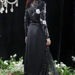 Eesha Mahajan - Women Black Satin Organza Embroidered Floral Pattern Round Jeanne Hand Kurta Set| Kanika's| Sangeet