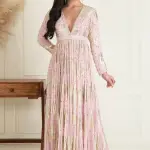 Aastha Jain - Women Pink Lurex Georgette Embroidery Sequin Round Work Anarkali Set| Kanika's| Reception