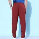 Kook N Keech Men Magical Maroon Mid-Rise Pure Cotton Work To Lounge Track Pants (M) by SANKAN