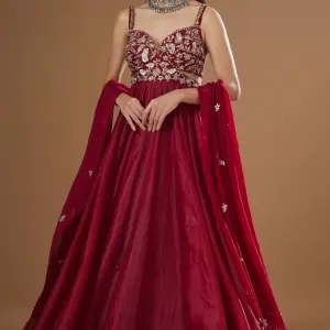 Eesha Mahajan Red Organza Embroidered Anarkali Set for Women at Lovel