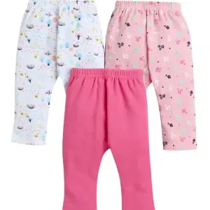 BUMZEE Pink & White Baby Girls Diaper Pants/Leggings/Pyjamas Pack of 3