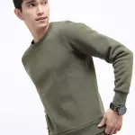 HIGHLANDER Men Olive Green Sweatshirt (S) by SANKAN