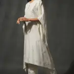 Buy Aastha Jain Ivory Silk Sequins Kaftan Set For Women Available online at ScrollnShops White / XXL