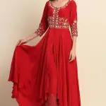 Buy Aastha Jain Sequins Front Open Kurta Set For Women Available online at Scrollnshops XL / Red