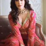 Bhumika Vaid - Women Pink V Neck Floral Print Jacket And Sharara Set| Kanika's| Mehendi and Haldi