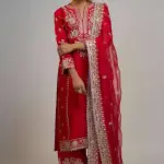 ANKON | Bhumika Vaid | Red Amaya Sequin Adorned Kurta Set | ANKON