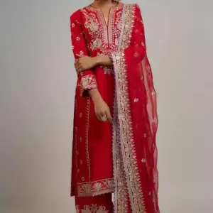 ANKON | Bhumika Vaid | Red Amaya Sequin Adorned Kurta Set | ANKON