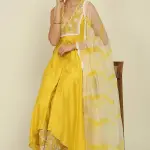 Buy Aastha Jain Yellow Chanderi Kurta Set For Women Available online at ScrollnShops Yellow / 3XL