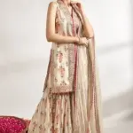 Bhumika Vaid - Women Ivory Kurta And Sharara Cotton Silk Printed Flower Jaal V Neck Set| Kanika's| Sangeet