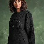 Tokyo Talkies Black Oversized Pullover Sweatshirt(L) by SANKAN