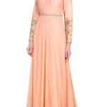 Aastha Jain Peach And Blue Embroidered Anarkali Set for Women at Lovel