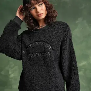 Tokyo Talkies Black Oversized Pullover Sweatshirt(L) by SANKAN