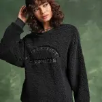 Tokyo Talkies Black Oversized Pullover Sweatshirt(L) by SANKAN