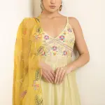 Buy Aastha Jain Sequins Embellished Anarkali Set For Women Available online at ScrollnShops Yellow / 3XL