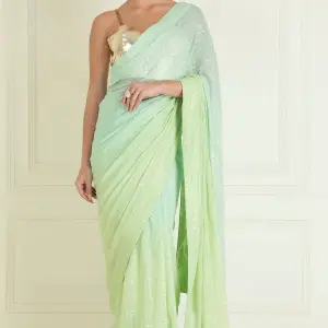 Buy Aastha Jain Sequins Pre Stitched Saree For Women Available online at ScrollnShops Blue / S