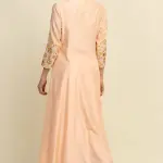 Buy Aastha Jain Peach Chanderi Kurta Set For Women Available online at ScrollnShops Orange / S