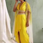 Buy Aastha Jain Floral Motifs Skirt Set For Women Available online at Scrollnshops S / Yellow