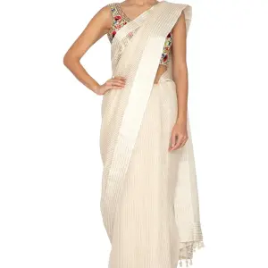 Buy Aastha Jain Embroidered Saree Set For Women Available online at Scrollnshops S / White