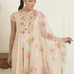 Aastha JAIN Floral Embroidered Regular Pure Cotton Kurta & Palazzo & Dupatta (XXL) by SANKAN