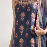 Bhumika Vaid - Women Blue Kurta And Sharara Cotton Silk Printed Floral Round Strappy Set| Kanika's| Sangeet