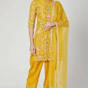 Aastha Jain Mustard Embroidered Kurta Set for Women at Lovel