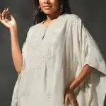 Buy Aastha Jain Ivory Silk Sequins Kaftan Set For Women Available online at ScrollnShops White / XXL