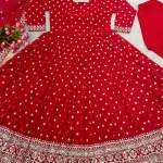 Outstanding Red Color Sequence Work Anarkali Gown XXL