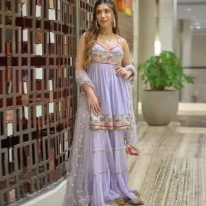 Bhumika Vaid Nadia Sweetheart Peplum With Sharara - Lilac