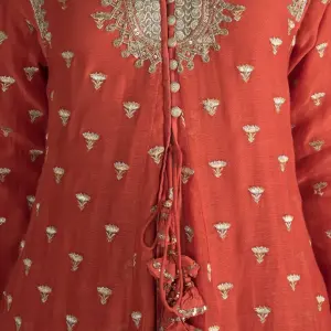 Bhumika Vaid Red Embroidered Jacket Styled Tunic Set for Women at Lovel