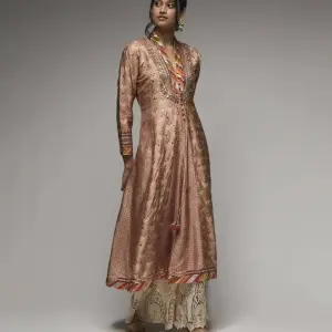 Bhumika Vaid Blush Pink Tilla Jacket Tunic with Tilla FO Pallazo