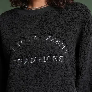 Tokyo Talkies Black Oversized Pullover Sweatshirt(L) by SANKAN