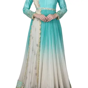 Buy Aastha Jain Embroidered Anarkali Set For Women Available online at Scrollnshops L / Blue