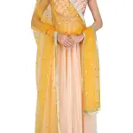 Aastha Jain Light Peach Gota Patti Embroidered Front Open Anarkali Set for Women at Lovel