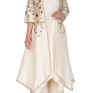 Buy Aastha Jain Embroidered Jacket Set For Women Available online at Scrollnshops L / White