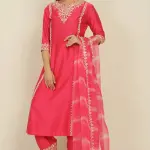 Buy Aastha Jain Dori Embroidered Kurta Set For Women Available online at ScrollnShops Pink / XXL