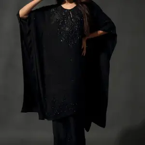 Buy Aastha Jain Black Sequins & Beads Kaftan Set For Women Available online at ScrollnShops Black / L