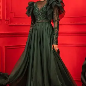 Eesha Mahajan Dark Green Embroidered Gown for Women at Lovel