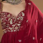 Eesha Mahajan Red Organza Embroidered Anarkali Set for Women at Lovel