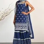 Bhumika Vaid - Women Blue Round Embroidered Kurta And Sharara Set| Kanika's| Sangeet