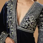 Aastha Jain Midnight Blue Embroidered Kurta Set for Women at Lovel