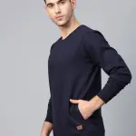 Roadster Men Navy Blue Solid Sweatshirt (S) by SANKAN