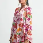 Eesha Mahajan - Women Pink Organza Satin Printed Floral Motifs Round Asma Kurta Set| Kanika's| Puja