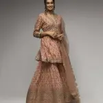 Bhumika Vaid Blush Pink Nusrat Peplum Sharara with Kurta and Dupatta